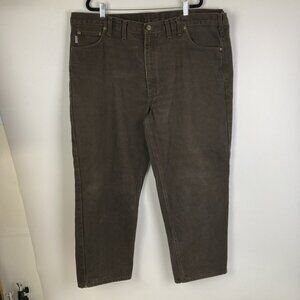 Carhartt Brown Flannel Lined Pants Mens Size 44 X 30 Relaxed Fit B162-DK8